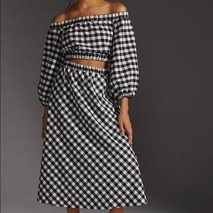 NWT Anthropologie Maeve Gingham Skirt set